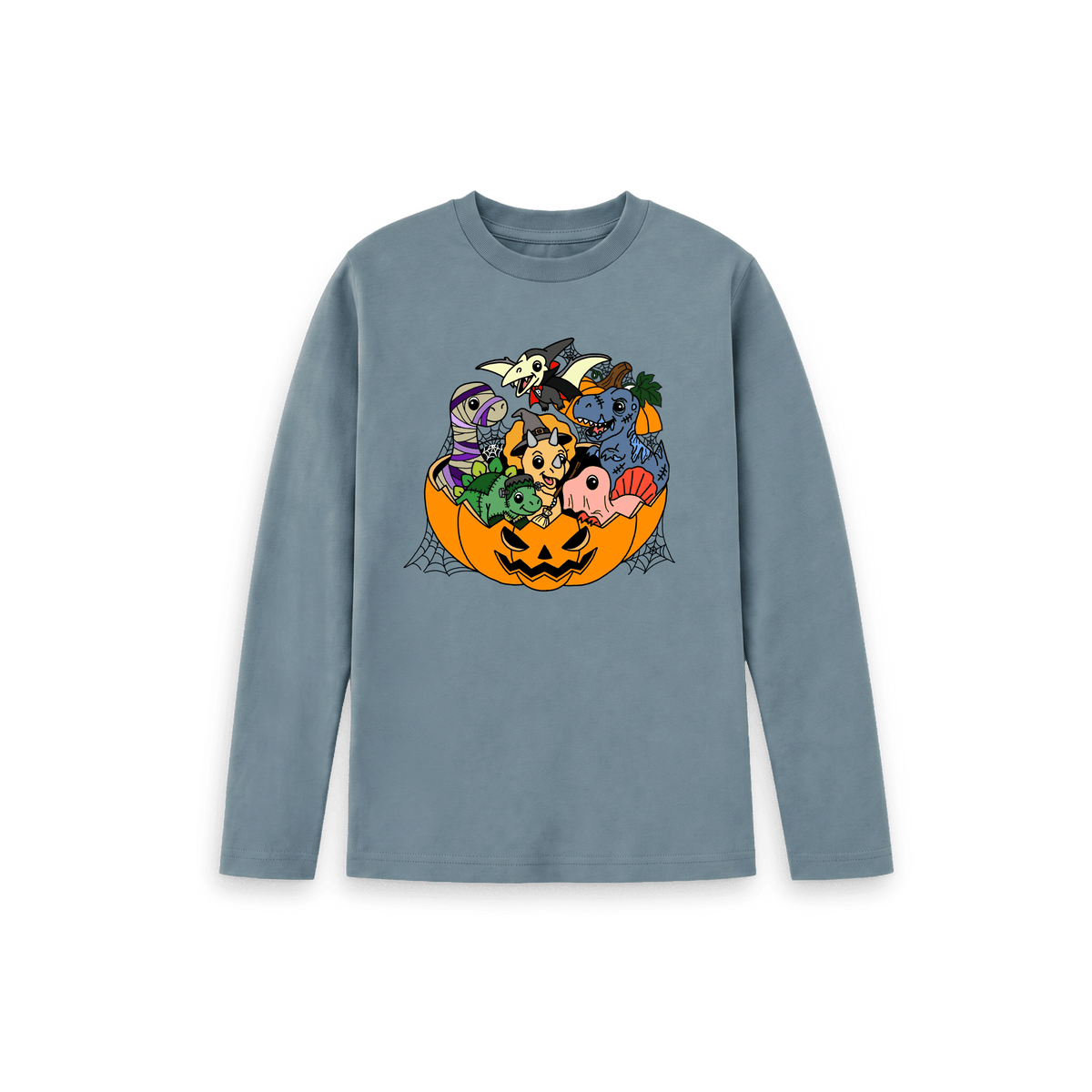 Stone Blue Printed Kids T-Shirt Front