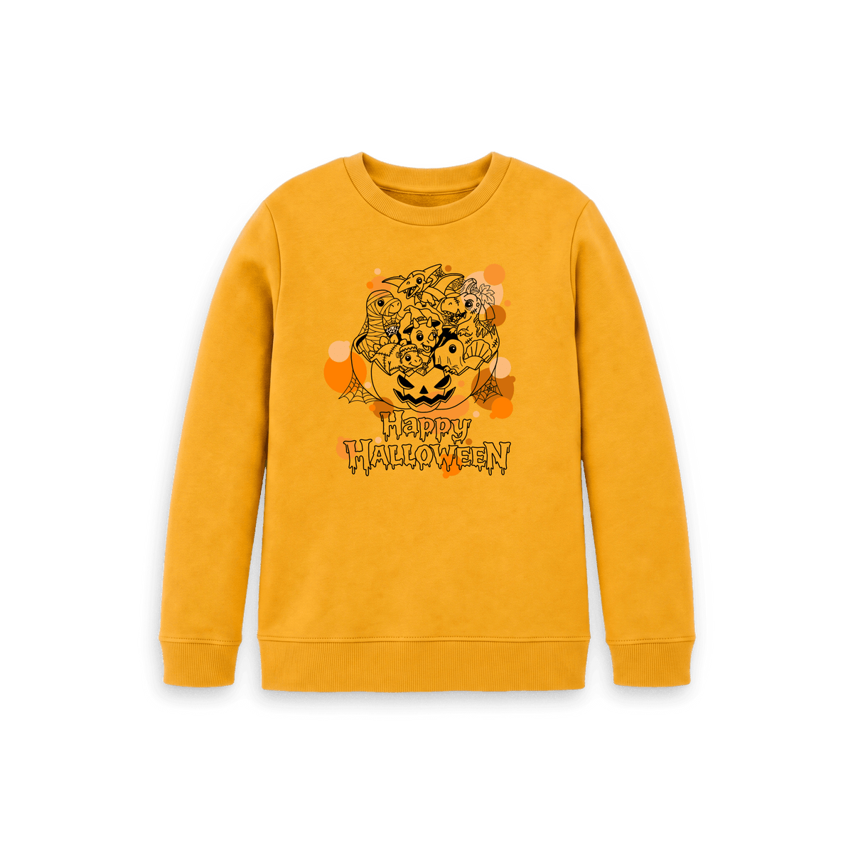 Mustard Printed Kids Jumper Front