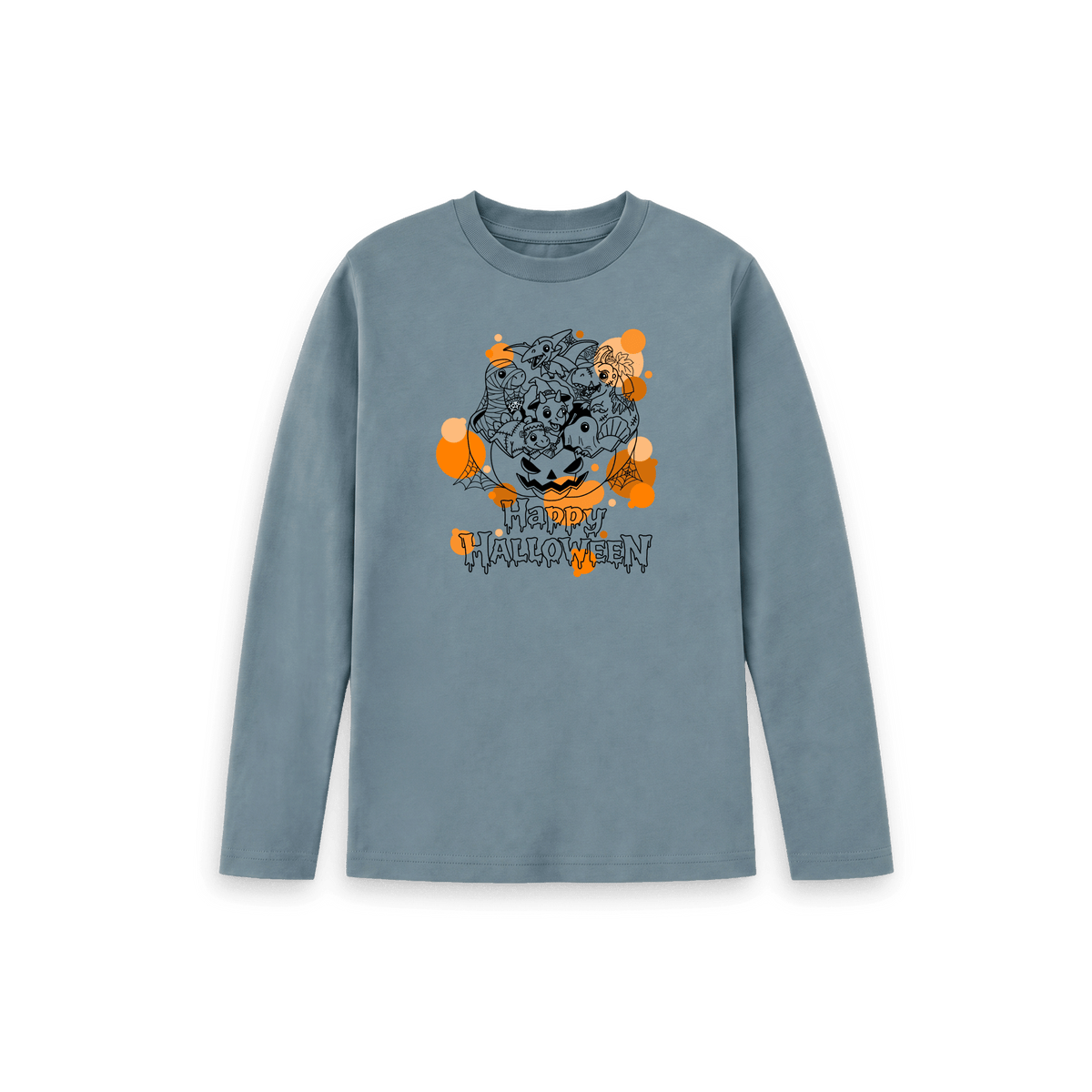 Stone Blue Printed Kids T-Shirt Front